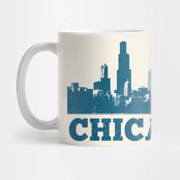 Chicago Skyline // Retro Vintage Faded Style Design by DankFutura